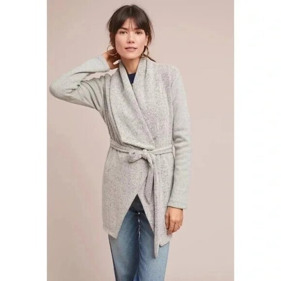 Dolan Anthropologie Grey Cowl Neck Cardigan Sweater Longline Warm Women's S - Picture 1 of 9